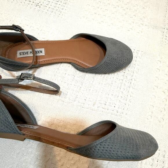 Steve Madden Maia 10 textured fabric ankle strap round toe flats 3075 - Picture 7 of 10